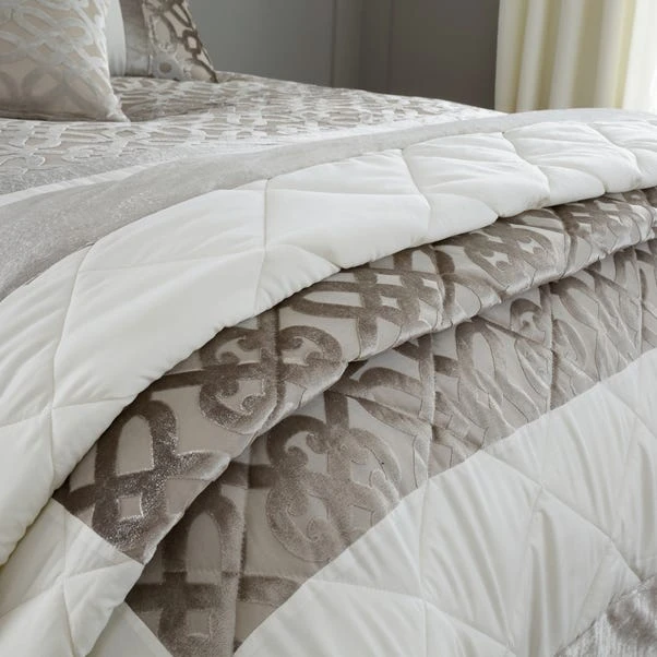 Catherine Lansfield Natural Lattice Cut Velvet Bedspread 4 Catherine Lansfield Natural Lattice Cut Velvet Bedspread - Image 2
