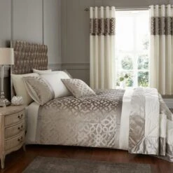 Catherine Lansfield Natural Lattice Cut Velvet Bedspread 9 Catherine Lansfield Natural Lattice Cut Velvet Bedspread -furn Sale Store 1000169072 alt03