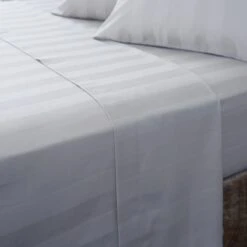 Hotel Cotton 230 Thread Count White Stripe Flat Sheet 41 Hotel Cotton 230 Thread Count White Stripe Flat Sheet -furn Sale Store 30691242