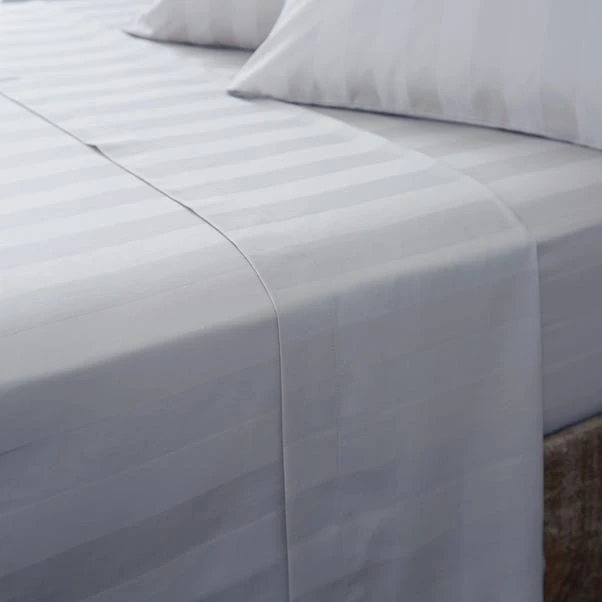 Hotel Cotton 230 Thread Count White Stripe Flat Sheet 21 Hotel Cotton 230 Thread Count White Stripe Flat Sheet - Image 19