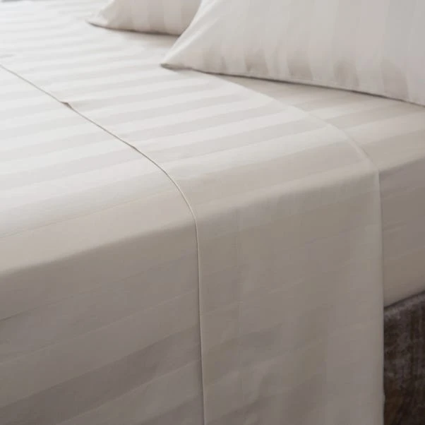 Hotel Cotton 230 Thread Count White Stripe Flat Sheet 17 Hotel Cotton 230 Thread Count White Stripe Flat Sheet - Image 15