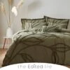 Tufted Leaf Olive 100% Organic Cotton Duvet Cover And Pillowcase Set -furn Sale Store 30726059