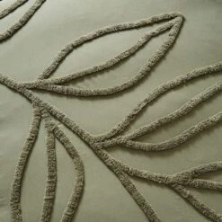 Tufted Leaf Olive 100% Organic Cotton Duvet Cover And Pillowcase Set -furn Sale Store 30726059 alt04