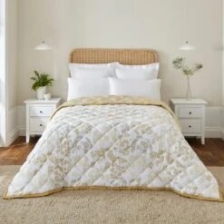 Dorma Daylesford Yellow 100% Cotton Bedspread -furn Sale Store 30752384