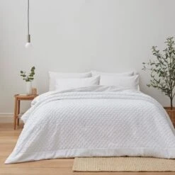 Edison Embossed Textured White Bedspread -furn Sale Store 30788496
