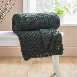 Chunky Knit Recycled Throw 130cm X 170cm 37 Chunky Knit Recycled Throw 130cm X 170cm -furn Sale Store 30826699