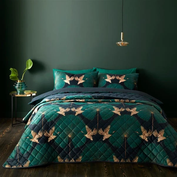 Luxe Cranes Emerald Bedspread 4 Luxe Cranes Emerald Bedspread - Image 2