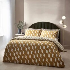 HÖEM Zabine Cotton Rich Duvet Cover & Pillowcase Set, Mustard 14 HÖEM Zabine Cotton Rich Duvet Cover & Pillowcase Set, Mustard -furn Sale Store 30856103