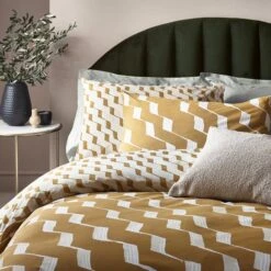 HÖEM Zabine Cotton Rich Duvet Cover & Pillowcase Set, Mustard 15 HÖEM Zabine Cotton Rich Duvet Cover & Pillowcase Set, Mustard -furn Sale Store 30856103 alt01