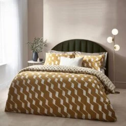 HÖEM Zabine Cotton Rich Duvet Cover & Pillowcase Set, Mustard 17 HÖEM Zabine Cotton Rich Duvet Cover & Pillowcase Set, Mustard -furn Sale Store 30856103 alt07