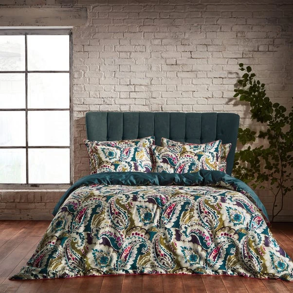 EW By Edinburgh Weavers Aretha Paisley Teal 100% Cotton Sateen Duvet Cover & Pillowcase Set 7 EW By Edinburgh Weavers Aretha Paisley Teal 100% Cotton Sateen Duvet Cover & Pillowcase Set - Image 5