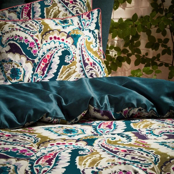 EW By Edinburgh Weavers Aretha Paisley Teal 100% Cotton Sateen Duvet Cover & Pillowcase Set 9 EW By Edinburgh Weavers Aretha Paisley Teal 100% Cotton Sateen Duvet Cover & Pillowcase Set - Image 7