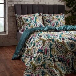 EW By Edinburgh Weavers Aretha Paisley Teal 100% Cotton Sateen Duvet Cover & Pillowcase Set 17 EW By Edinburgh Weavers Aretha Paisley Teal 100% Cotton Sateen Duvet Cover & Pillowcase Set -furn Sale Store 30856796 alt07