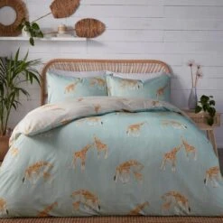 Fusion Milo Giraffe Duck Egg Blue Duvet Cover And Pillowcase Set -furn Sale Store 30858311