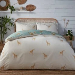 Fusion Milo Giraffe Duck Egg Blue Duvet Cover And Pillowcase Set -furn Sale Store 30858311 alt02