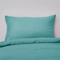 Pack Of 2 Non Iron Plain Dye Aqua Standard Pillowcases