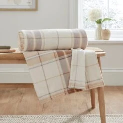 Printed Check Fleece Throw -furn Sale Store 30864108