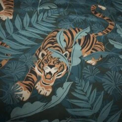 Catherine Lansfield Tropic Tiger Leaf Reversible Green Duvet Cover & Pillowcase Set -furn Sale Store 30867215 alt04