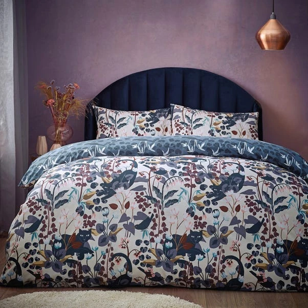Furn. Midnight Panther Duvet Cover And Pillowcase Set Dusky Blue 6 Furn. Midnight Panther Duvet Cover And Pillowcase Set Dusky Blue - Image 4