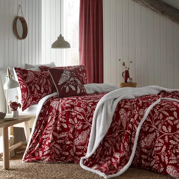 Dreams And Drapes Lodge Woodland Owls Red Duvet Cover And Pillowcase Set 6 Dreams And Drapes Lodge Woodland Owls Red Duvet Cover And Pillowcase Set - Image 4