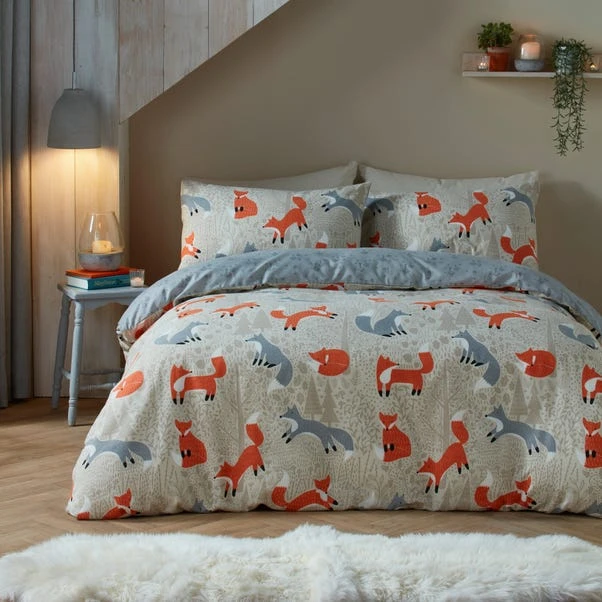 Fusion Snug Foraging Fox Natural Duvet Cover And Pillowcase Set 3 Fusion Snug Foraging Fox Natural Duvet Cover And Pillowcase Set