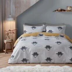 Fusion Snug Highland Cow Ochre Duvet Cover And Pillowcase Set -furn Sale Store 30888684 alt03