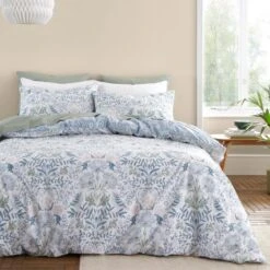 Bianca Hedgerow Hopper 200 Thread Count Cotton Blue Duvet Cover And Pillowcase Set -furn Sale Store 30892619