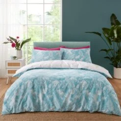 Catherine Lansfield Aruba Tropical Floral Green Duvet Cover And Pillowcase Set -furn Sale Store 30892657 alt01