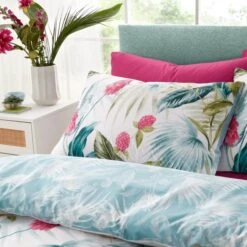 Catherine Lansfield Aruba Tropical Floral Green Duvet Cover And Pillowcase Set -furn Sale Store 30892658 alt02