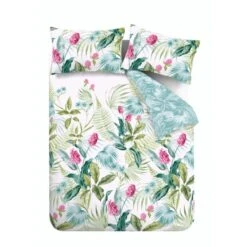 Catherine Lansfield Aruba Tropical Floral Green Duvet Cover And Pillowcase Set -furn Sale Store 30892658 alt04