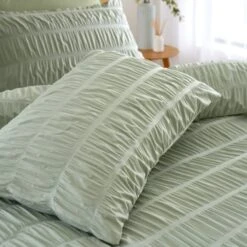 Catherine Lansfield Seersucker Reversible Duvet Cover & Pillowcase Set -furn Sale Store 30892709 alt01