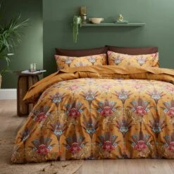 Yael Jungle Leopard Ochre Duvet Cover And Pillowcase Set -furn Sale Store 30902320