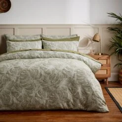 Jaden Palm Olive Duvet Cover And Pillowcase Set -furn Sale Store 30902435