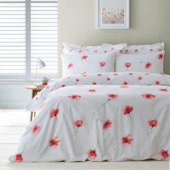 Lexi Poppy Red Duvet Cover And Pillowcase Set -furn Sale Store 30904232