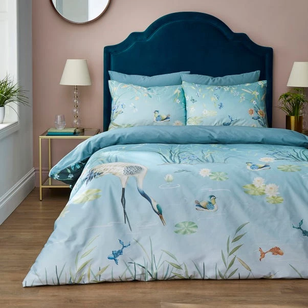 Garden Cranes Blue Duvet Cover And Pillowcase Set 11 Garden Cranes Blue Duvet Cover And Pillowcase Set - Image 9