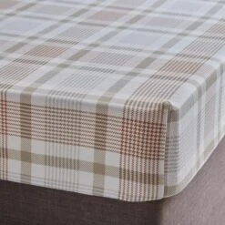 Grey Natural Check Brushed Cotton Fitted Sheet 17 Grey Natural Check Brushed Cotton Fitted Sheet -furn Sale Store 30907859
