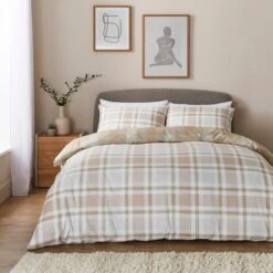 Grey Natural Check Brushed Cotton Fitted Sheet 15 Grey Natural Check Brushed Cotton Fitted Sheet -furn Sale Store 30907905 alt01