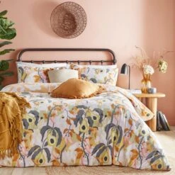 Furn. Huerta Orange Duvet Cover And Pillowcase Set -furn Sale Store 30912322