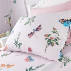 RHS Butterfly Garden Pink Reversible Duvet Cover And Pillowcase Set -furn Sale Store 30913688 alt02