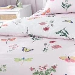 RHS Butterfly Garden Pink Reversible Duvet Cover And Pillowcase Set -furn Sale Store 30913688 alt03