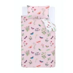 RHS Butterfly Garden Pink Reversible Duvet Cover And Pillowcase Set -furn Sale Store 30913688 alt04