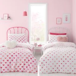 Catherine Lansfield Set Of 2 Hearts And Stripes Reversible Duvet Cover And Pillowcase Sets 21 Catherine Lansfield Set Of 2 Hearts And Stripes Reversible Duvet Cover And Pillowcase Sets -furn Sale Store 30913726