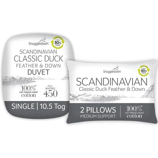 Snuggledown Scandinavian Duck Feather & Down 10.5 Tog Duvet And Pillow Pair Set 10 Snuggledown Scandinavian Duck Feather & Down 10.5 Tog Duvet And Pillow Pair Set - Image 8