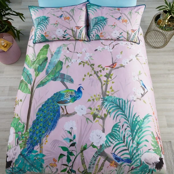 Soiree Peacock Jungle 200 Thread Count Cotton Duvet Cover And Pillowcase Set 6 Soiree Peacock Jungle 200 Thread Count Cotton Duvet Cover And Pillowcase Set - Image 4
