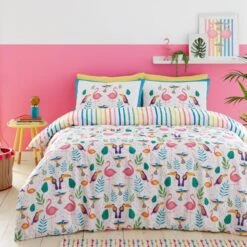 Fusion Tropical Flamingo Reversible Duvet Cover And Pillowcase Set 14 Fusion Tropical Flamingo Reversible Duvet Cover And Pillowcase Set -furn Sale Store 30916144