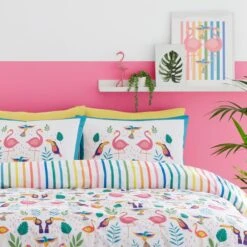 Fusion Tropical Flamingo Reversible Duvet Cover And Pillowcase Set 15 Fusion Tropical Flamingo Reversible Duvet Cover And Pillowcase Set -furn Sale Store 30916144 alt01