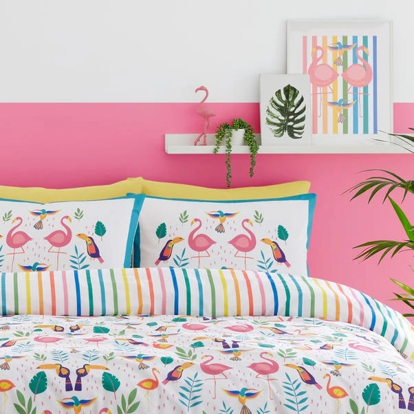 Fusion Tropical Flamingo Reversible Duvet Cover And Pillowcase Set 7 Fusion Tropical Flamingo Reversible Duvet Cover And Pillowcase Set - Image 5