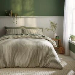 Portloe Stripe Cotton Duvet Cover & Pillowcase Set 28 Portloe Stripe Cotton Duvet Cover & Pillowcase Set -furn Sale Store 30922200