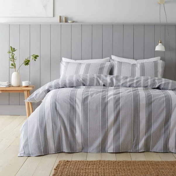 Bianca Ticking Stripe Brushed Cotton Duvet Cover And Pillowcase Set 21 Bianca Ticking Stripe Brushed Cotton Duvet Cover And Pillowcase Set - Image 19
