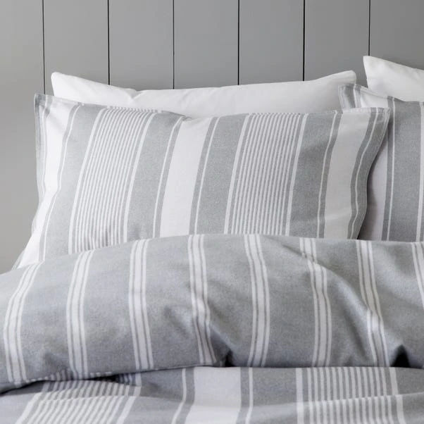 Bianca Ticking Stripe Brushed Cotton Duvet Cover And Pillowcase Set 16 Bianca Ticking Stripe Brushed Cotton Duvet Cover And Pillowcase Set - Image 14